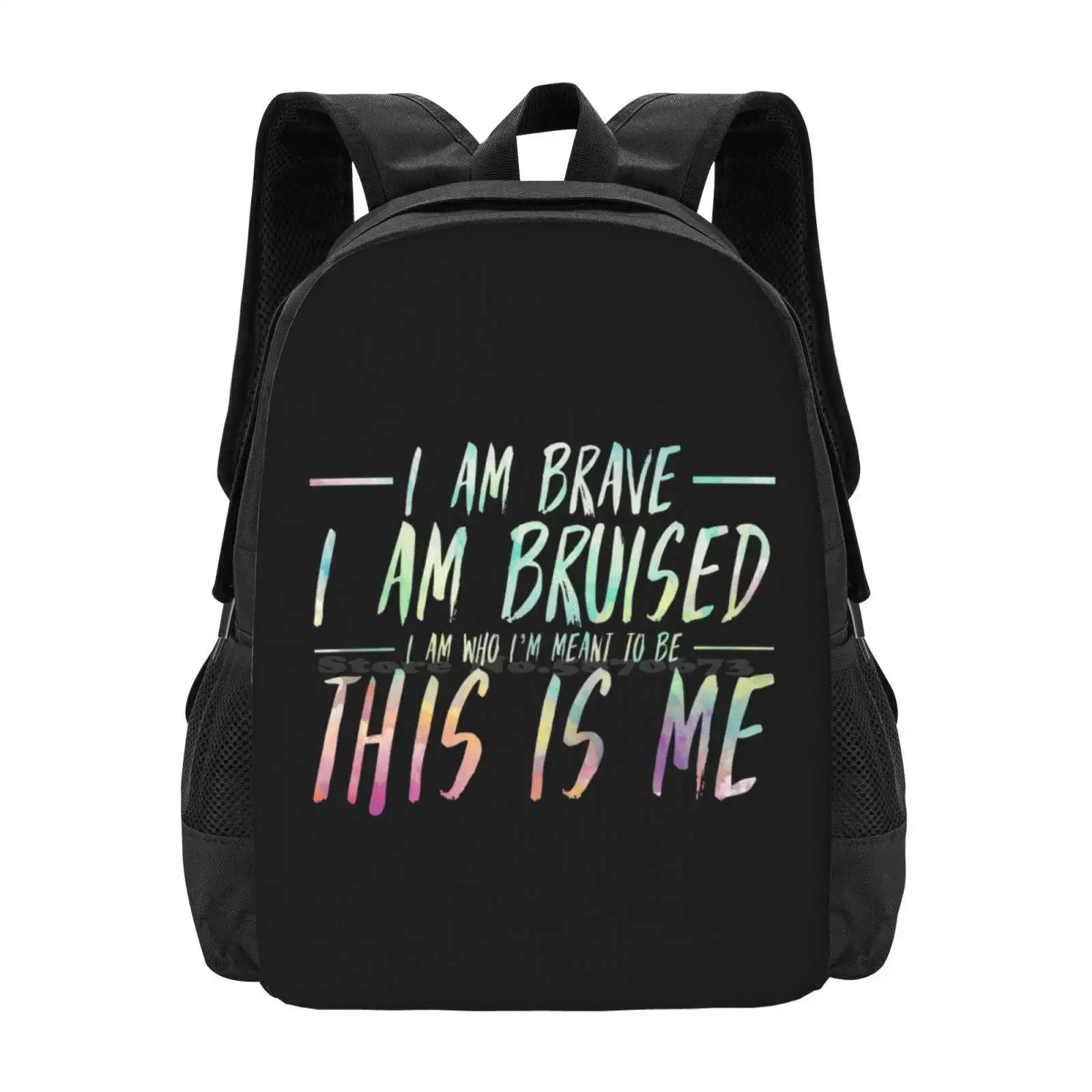 

This Is Me Hot Sale Backpack Fashion Bags The Greatest Showman This Is Me Lyrics Colorful Pastel Rainbow Quote Inspirational