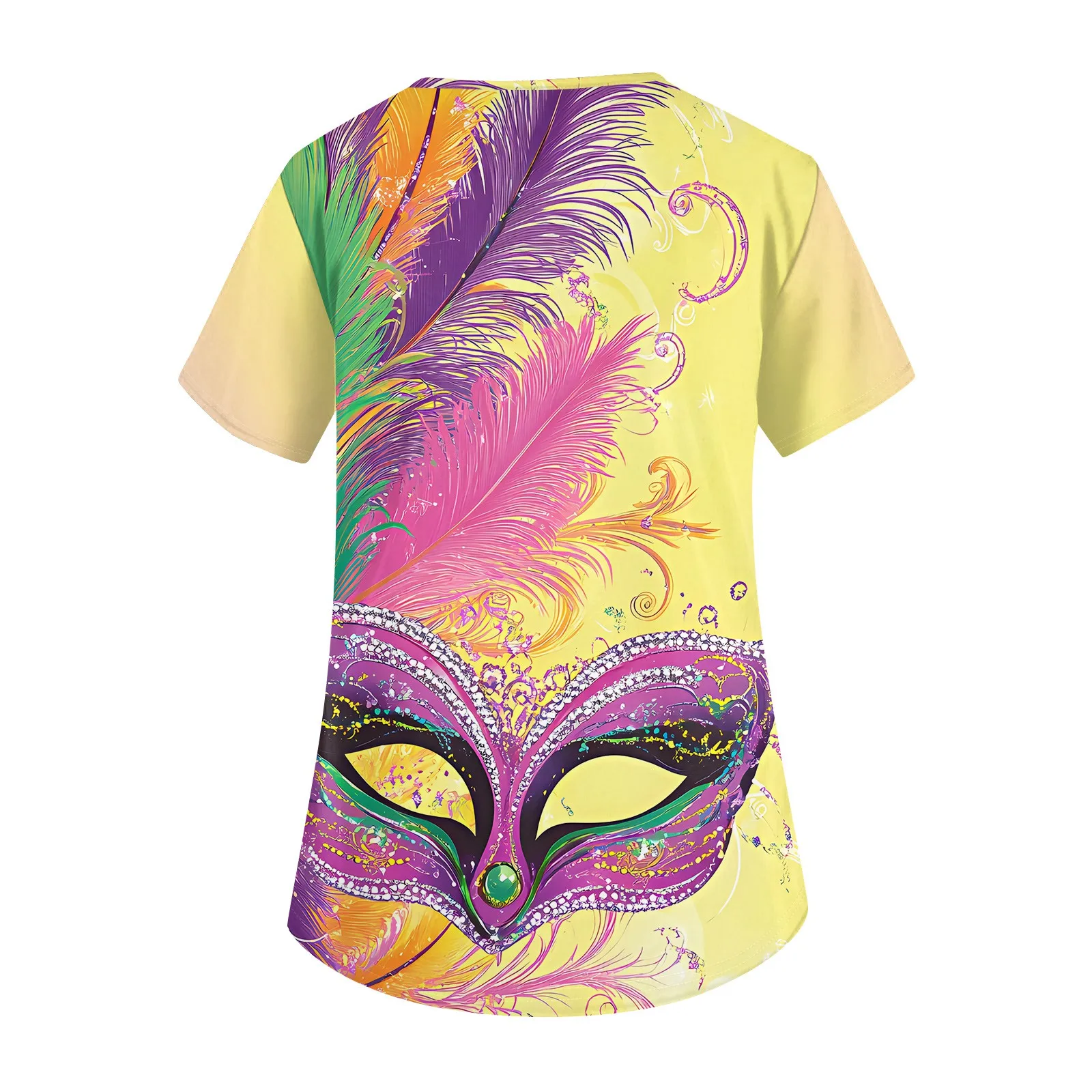 Ropa de trabajo de manga corta con cuello en V a la moda para mujer con bolsillo, uniforme de enfermera con estampado de carnaval, uniforme médico, uniforme clínico, S-5XL