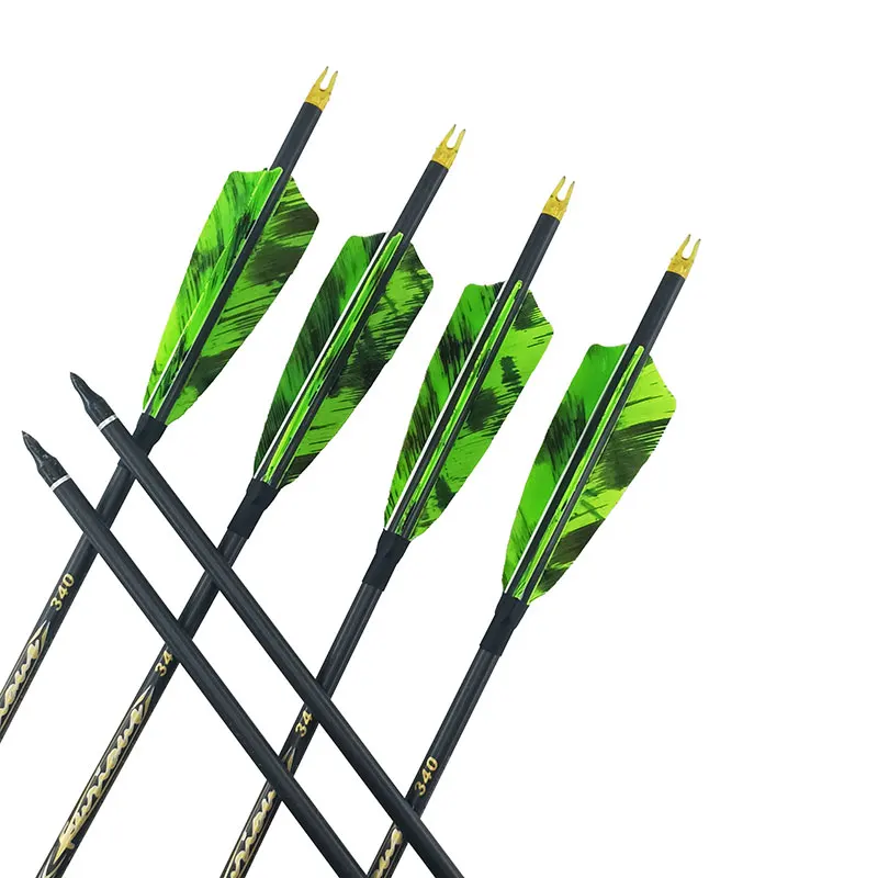 

6/12PCS Pinals ID6.2mm Spine 300 340 400 500 600 Carbon Arrows Shafts Archery Hunting Turkey Feathers Compound Recurve Bow