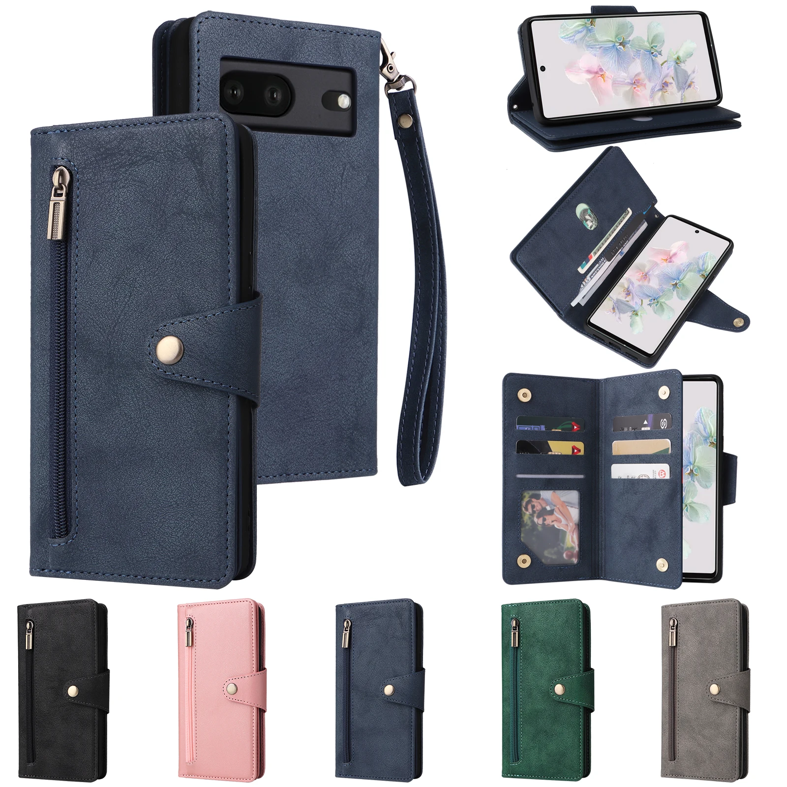 

13X*Fillet Leather Case Wallet Anti-fall Flip Phone Case For GOOGLE PIXEL 3A 3XL 4 4XL 4A 5 5XL 6 6A 7 7A 8 8A 9 Pro LITE 4G/5G