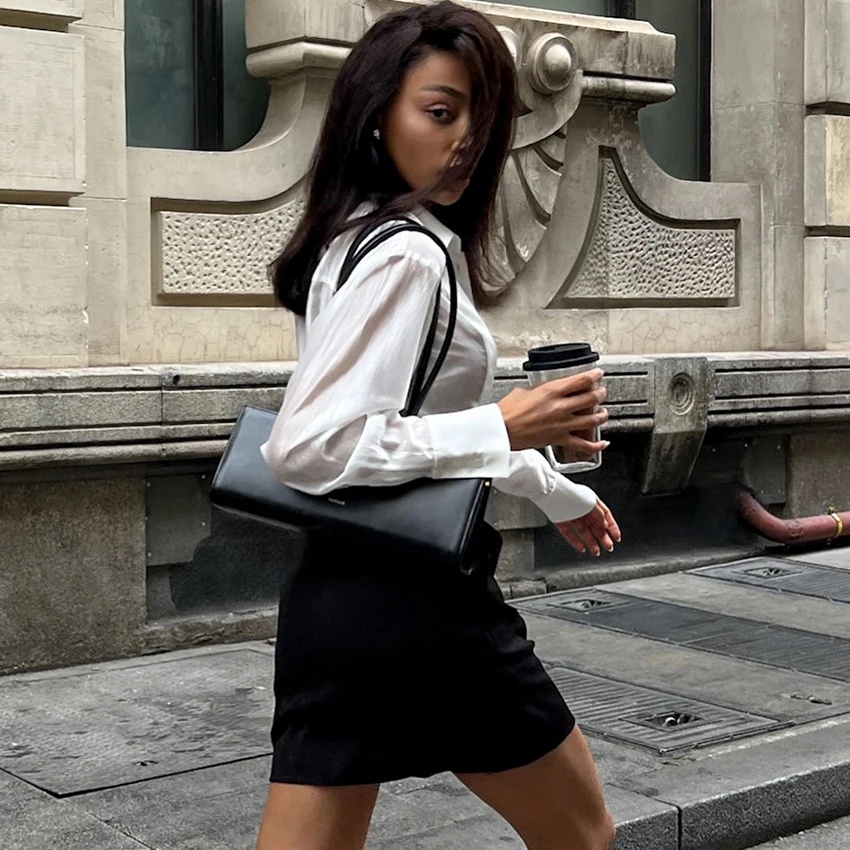 리나드 우아한 패치워크 화이트 라펠 셔츠 여성용 2026 스트리트 시크 싱글 브레스티드 블라우스 여성 캐주얼 긴팔 여성 상의