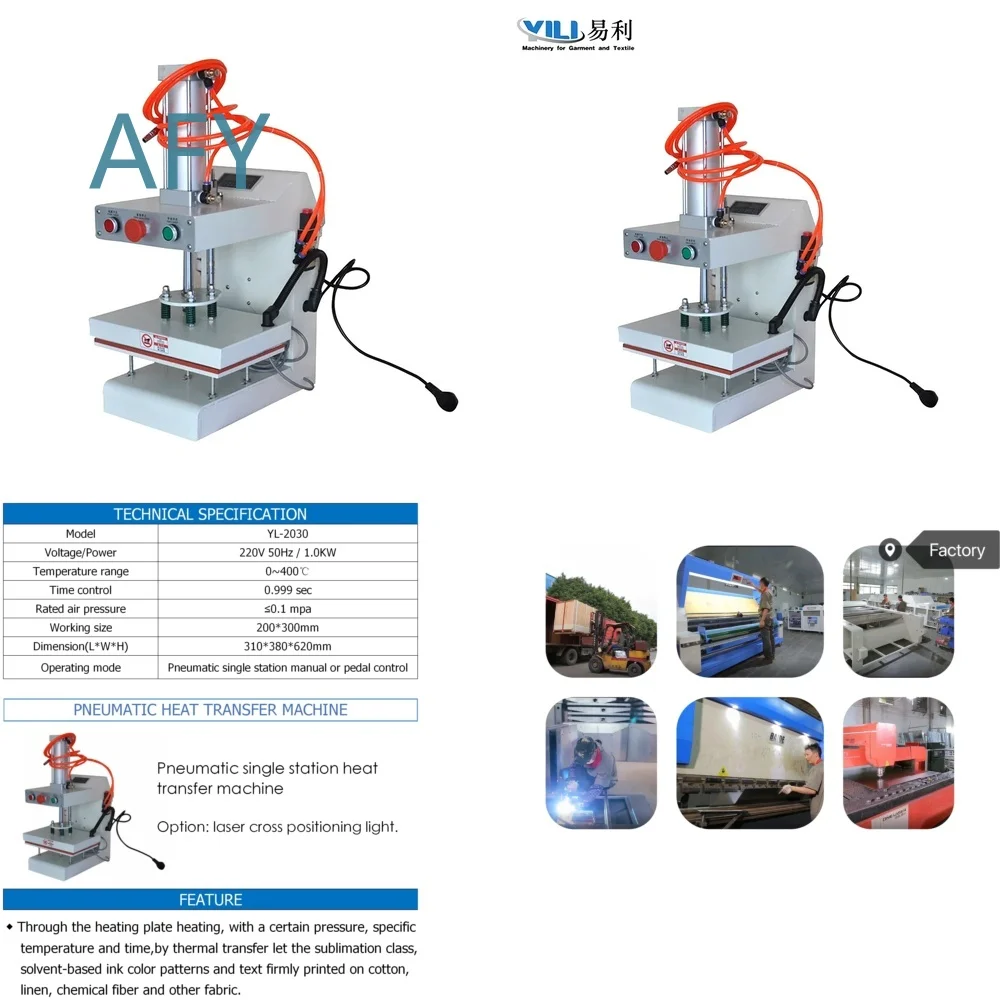 Pneumatic Single Station Heat Transfer Printing Machine for Clothing Ironing Garment Decoration Textile Embroidery
