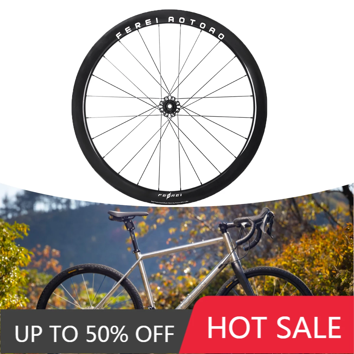 STLF Ferei All-Road 700C Tubeless Disc Bike Wheelset Carbon Gravel Wide 25mm Inner Lightweight Durable Adventure Cycling
