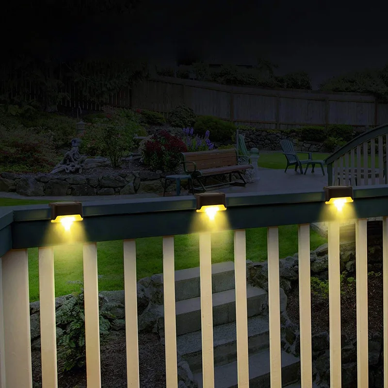 

C2 4Pcs LED Solar Step Lamp Path Stair Outdoor Garden Lights Balcony Lamp Solar Light Decoration for Patio Stair Fence Lights