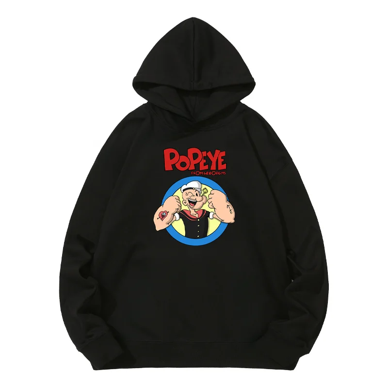 2024 Spring and Autumn New Popeye Cartoon Children's Cotton Hoodie Cartoon Character Print Hoodie Casual Everything