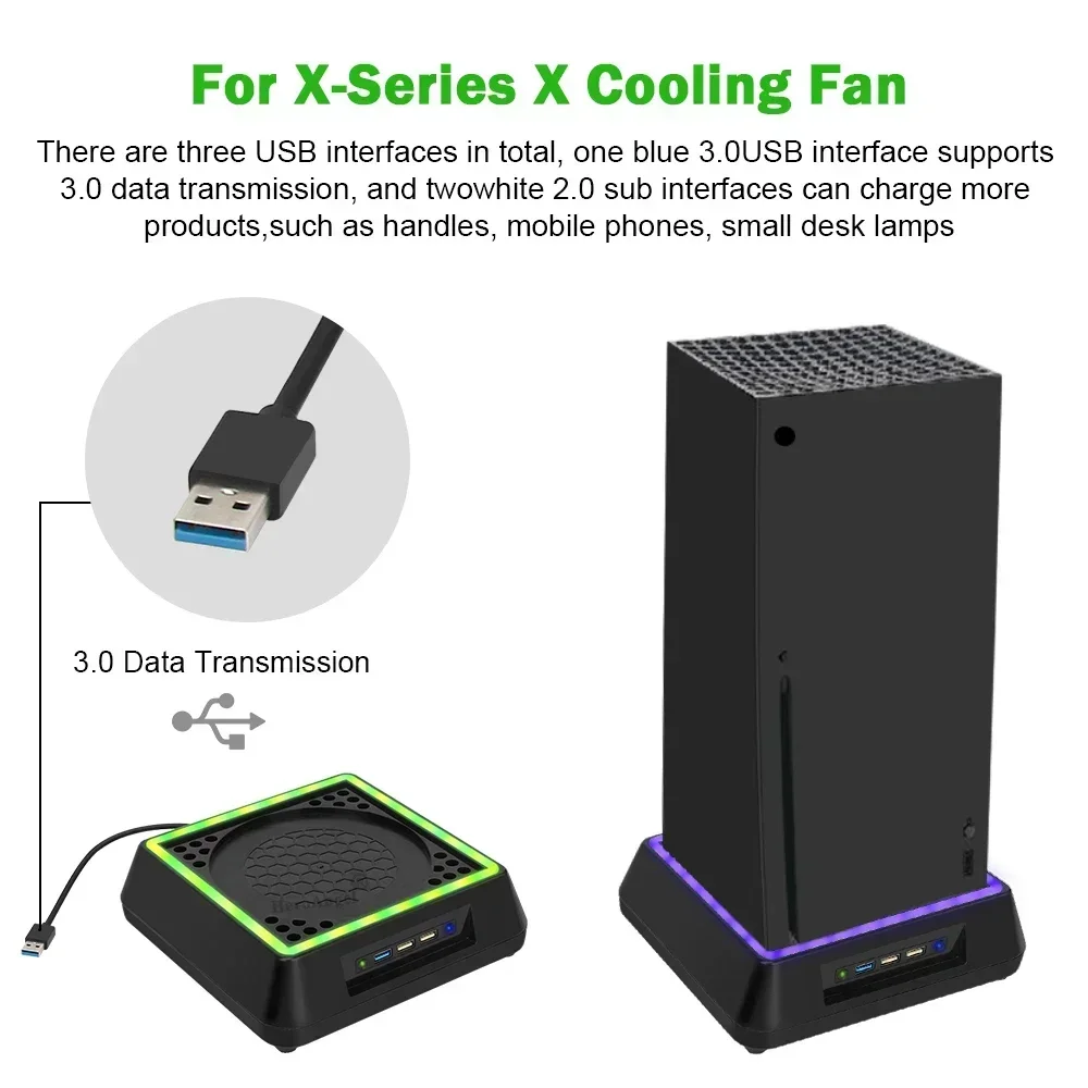NEW For XSX Cooling Fan Stand Base 3 Speed Adjustable with L