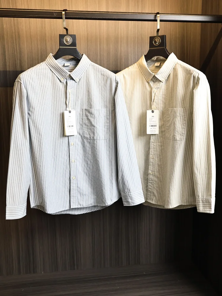 

Classic Men's Striped Cotton irt Waed Flannel Comfortable Breathable Versatile Long Sve Faionable Urban Sle Spring