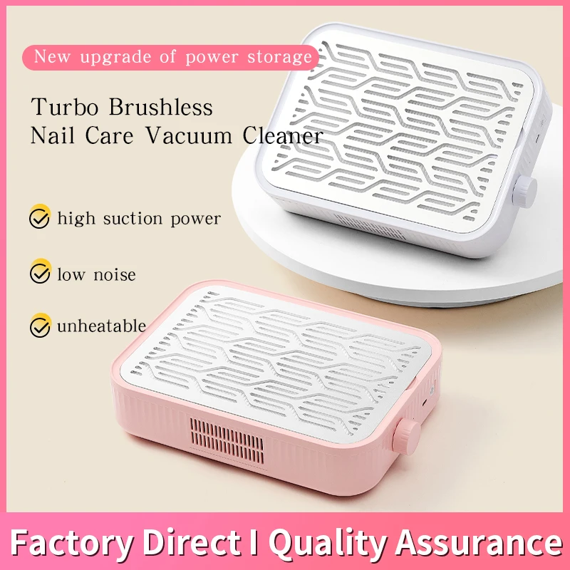 

Бесщеточный пылесос для ногтей с аккумуляторной турбиной имеет сильную всасывание мощностью 48 Вт, подвижный фильтр и регулируемая скорость.