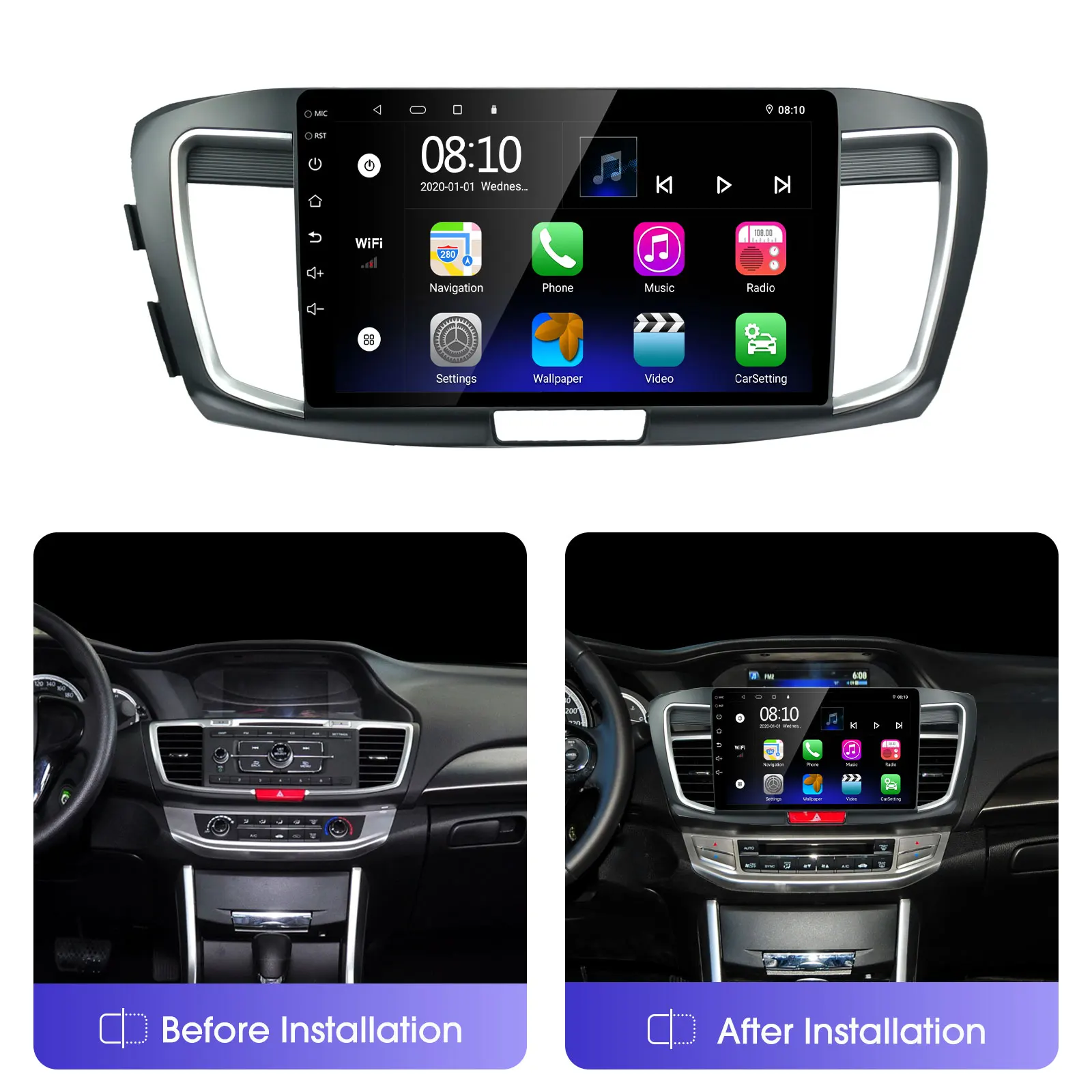 EzoneTronics CarPlay Android Auto CarRadio for Honda Accord 9th 2014-2017 360°Camera GPS Navigation Player Entertainment System