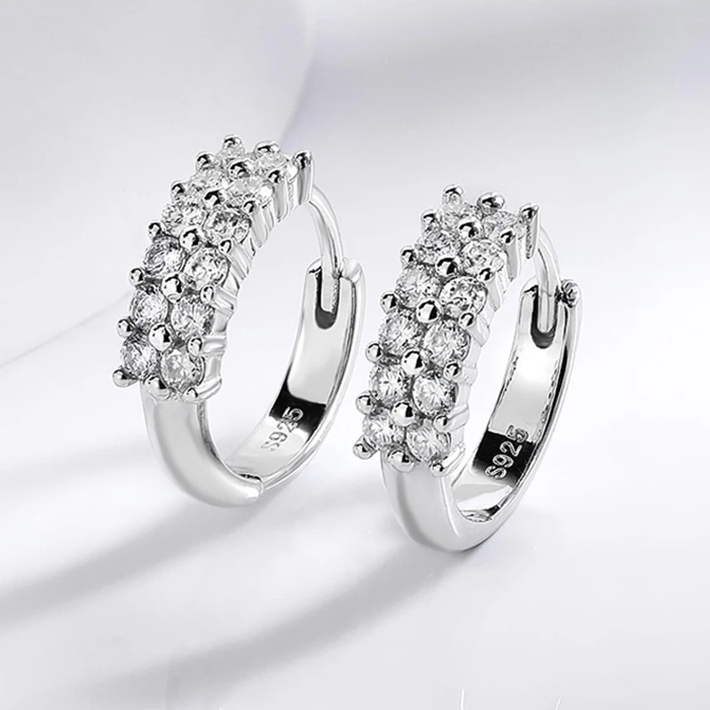 Imagem -04 - Sterling Silver Hoop Brincos para Mulheres 100 Real Moissanite Full Diamond Double Halo Earring Jóias mm 072 Ctw Smyoue-s925