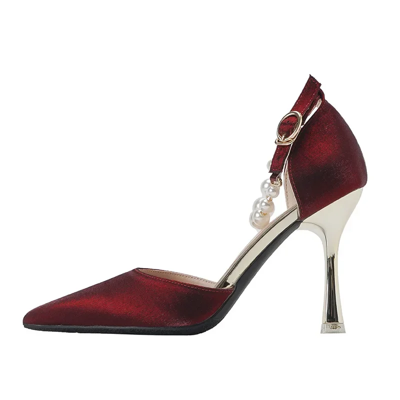 

Женские свадебные туфли на высоком каблуке большого размера 30–44, женская обувь маленького размера на тонком каблуке с жемчугом