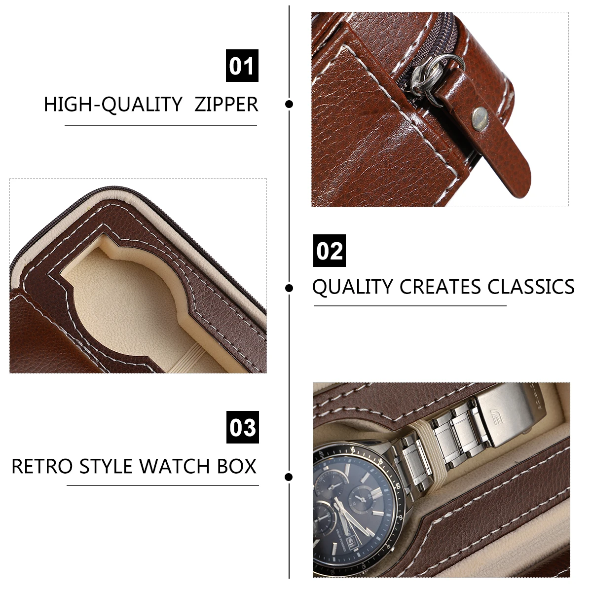 

Luxury Watch Box Storage Organizer Portable Case Material High Quality Vintage Watches Gift Packaging Display Home Jewelry
