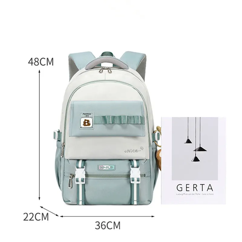 Waterproof Teenage Bookbag Resistant to dirt Nylon Rucksack Fashion Girl Backpack Women School Bag High School Schoolbag Black