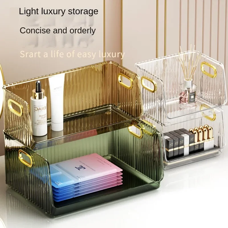 

High Transparent Light Luxury PET Student Dormitory Desktop Cosmetics Storage Rack Water Milk Mask Water Cup Storage Shelf