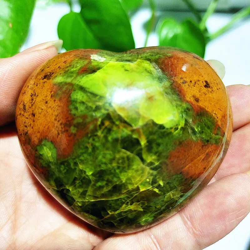 Natural Stone Green Opal Crystal Heart Cardiac Yoga Exercise Spiritual Healing Home Room Decor Feng Shui Decorations