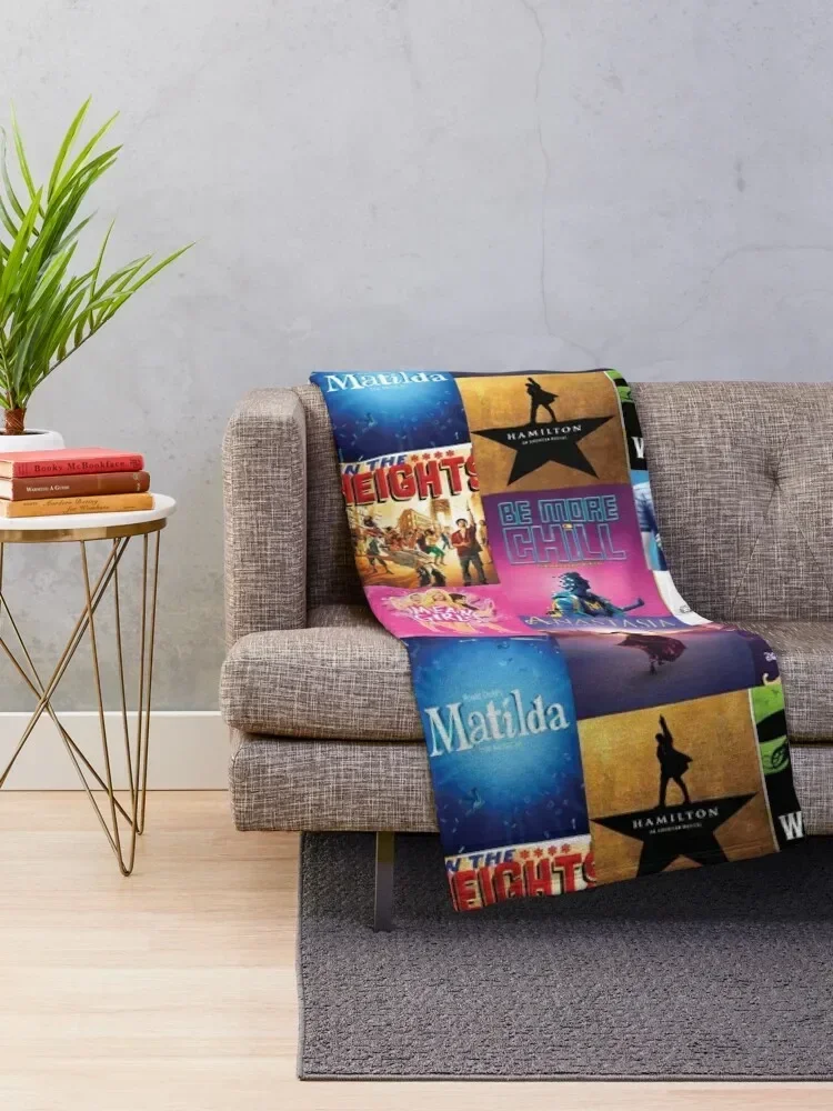 Musical Playbill Collage Throw Blanket Plaid on the sofa Soft Big Blankets