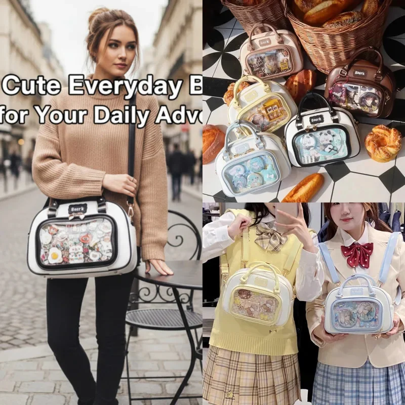 Kawaii Bear Itabag Y2K Tote Bag Cute Anime ItaBag Girl Fun Bear Design High Capacity Daily Shoulder Crossbody Bag Pins Dolls New