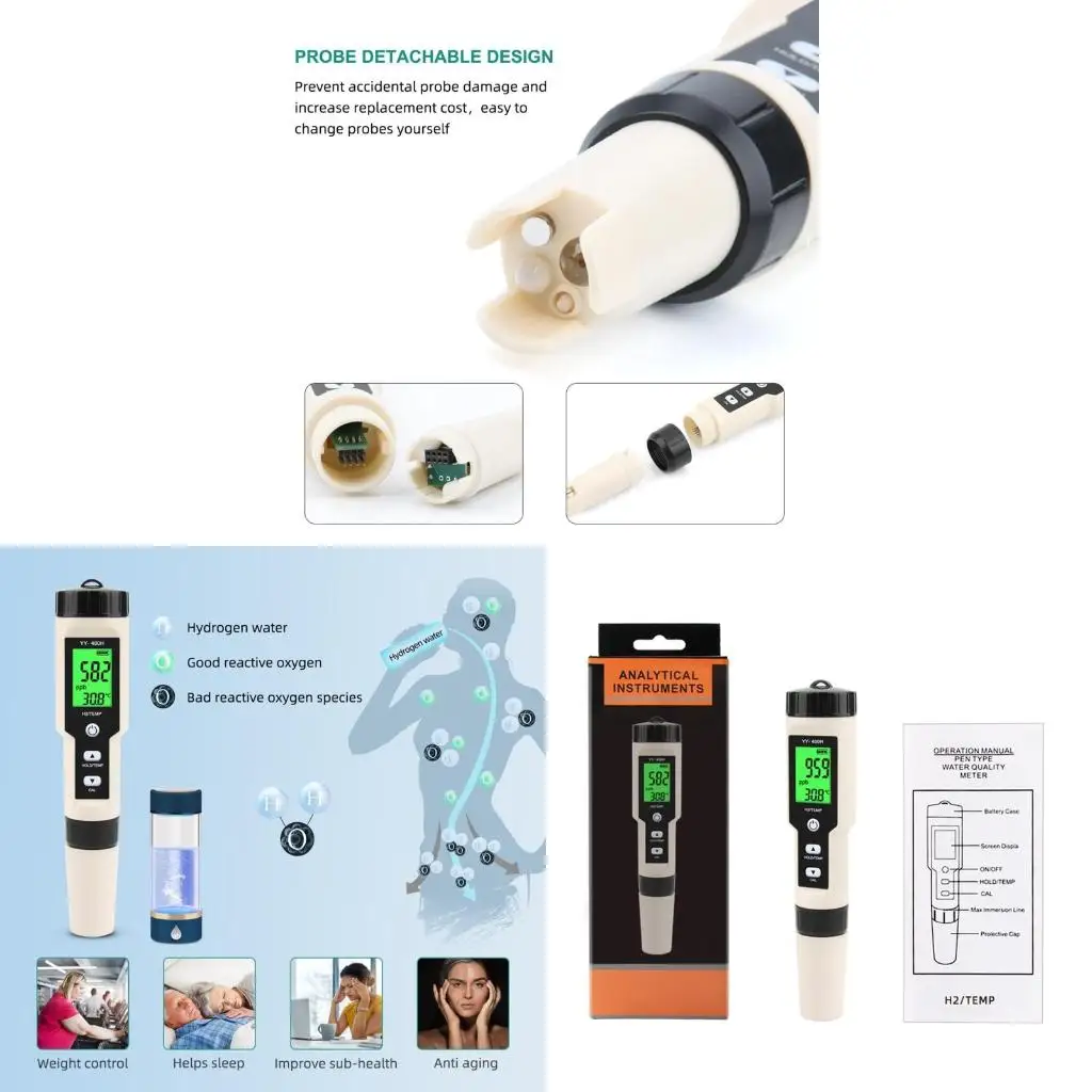 

Счетчик водорода 0-4000ppb/0-4000ppm Генераторы водорода Генератор обогащенной водородом воды Удержание данных Подсветка ATC