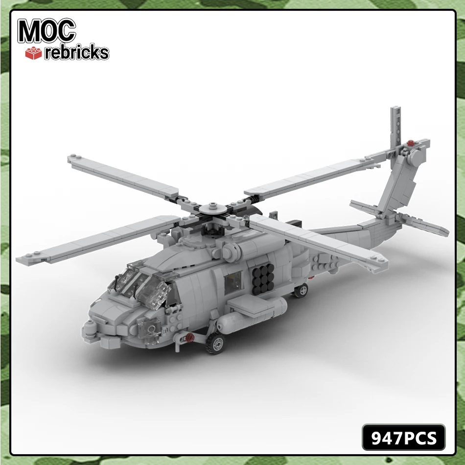 MOC Military Series WW2 America Navy MH-60R Special Helicopters Building Block Model Set DIY Boy Toys Hobbies Holiday Gifts