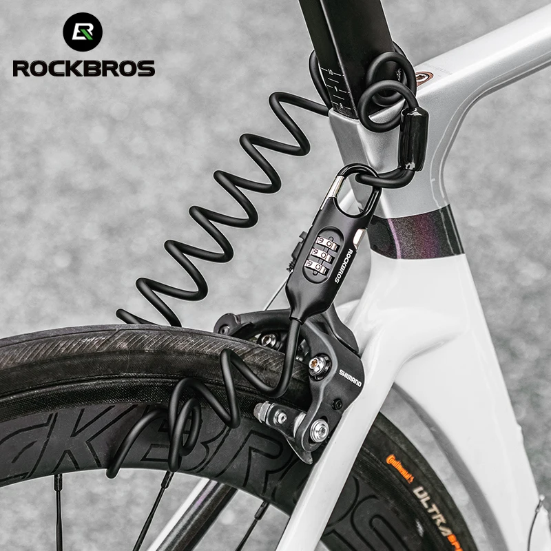 ROCKBROS Bicycle Lock Portable Anti-theft Bike Mini 3 Digit Password Lock Durable Steel Cable Safety Helmet Bike Frame Lock