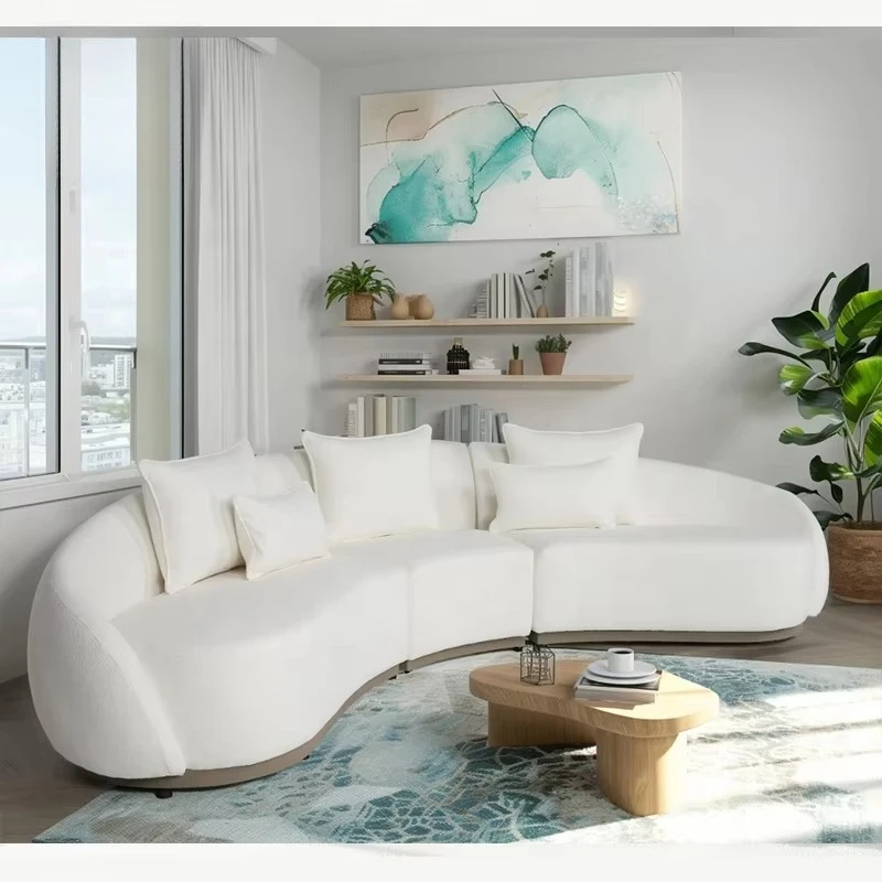 

High-quality modern style three-seater fabric sofa for living room, convertible design