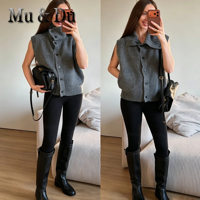 Turtleneck Wool Short Vests Solid Single Breasted Autumn Winter Waistvest Woman Sweaters Korean Casual Elegant Wool Cardigans