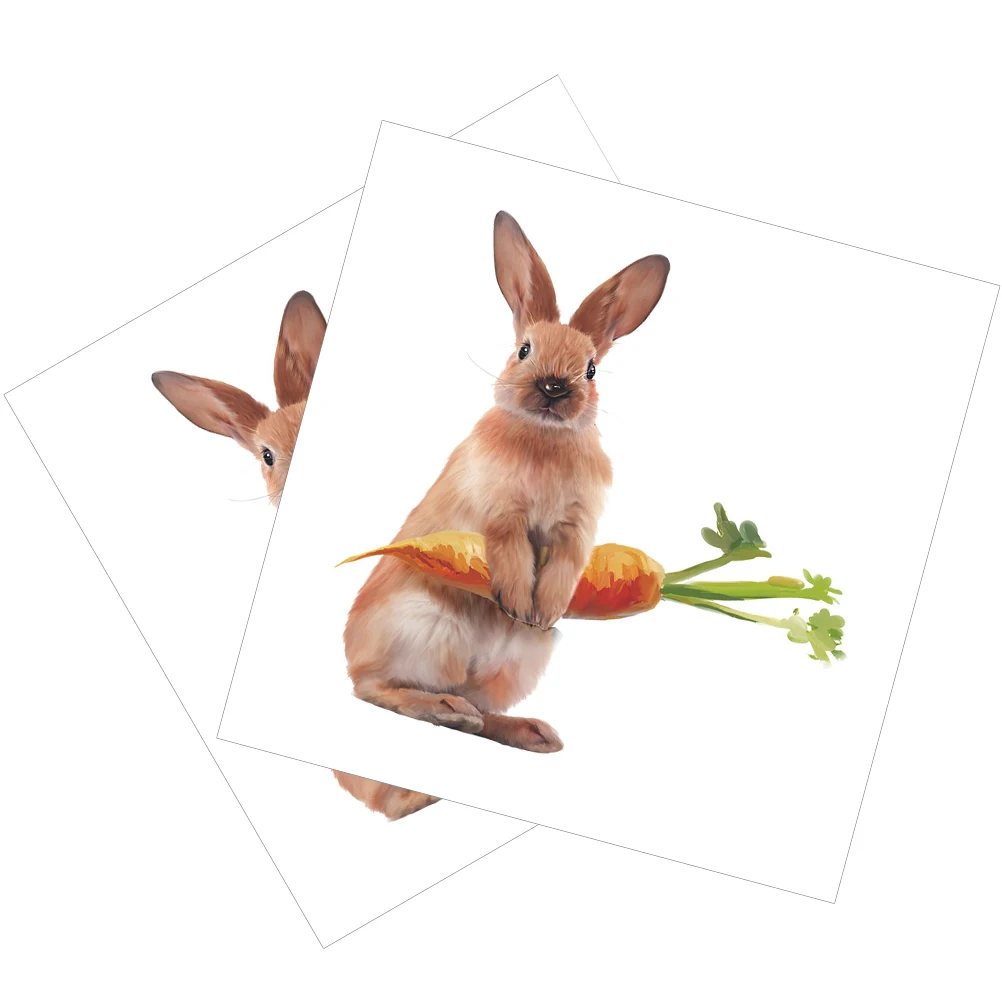 

2pcs 2 Sheets Cartoon Rabbit PVC Wall Stickers Room Decorative Nursery Decals Cute Animal Stickers for Bedroom Easy Peel No