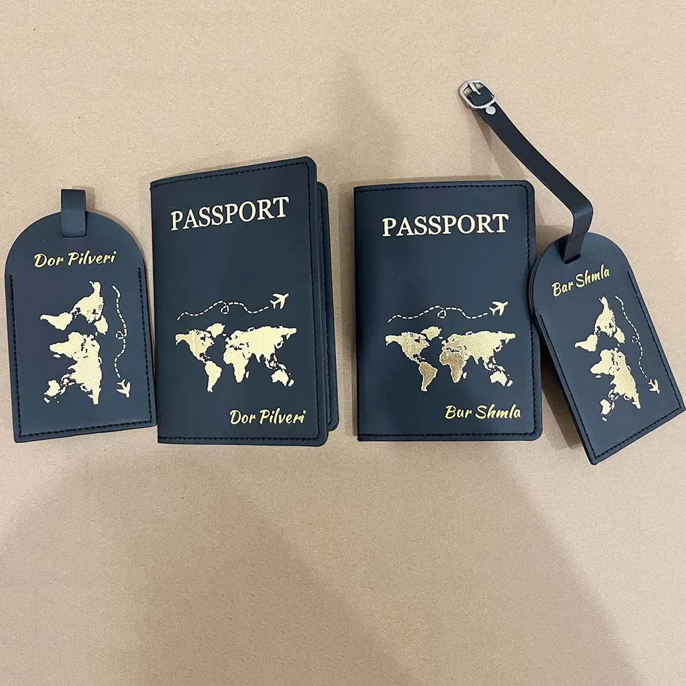 Personalised Passport Cover EU Map Cute Map Passport Case with Luggage Tags Travel Wallet Organizer Travel Accessories