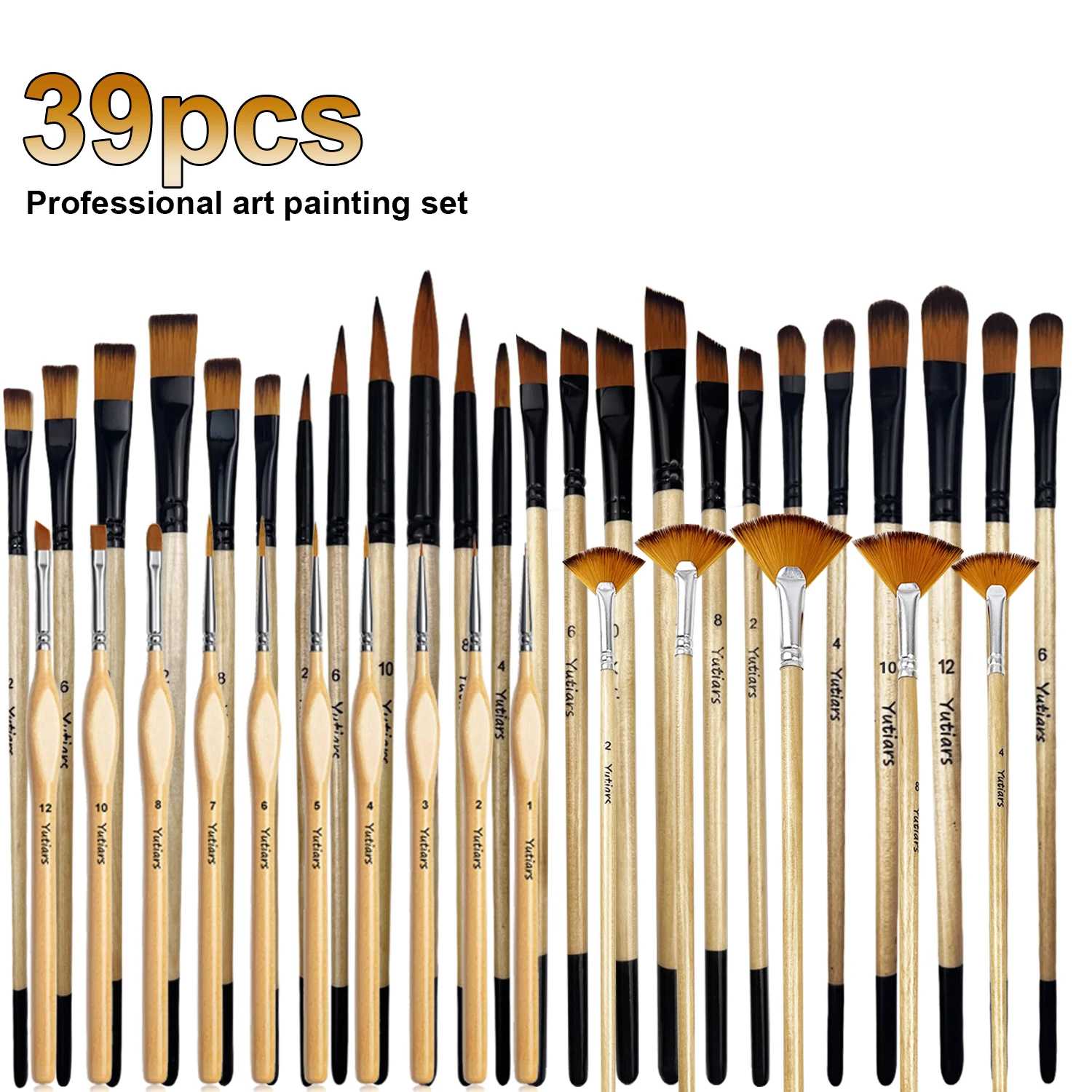 

39PCS Artist Paint Brushes for Acrylic, Watercolor, Gouache, Oil and Hobby Painting Wood Color