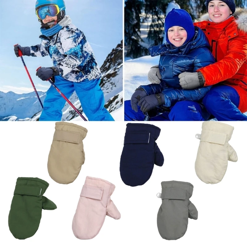 New Solid Color Winter Gloves for Kids Warm and Thick Mittens for Boys and Girls