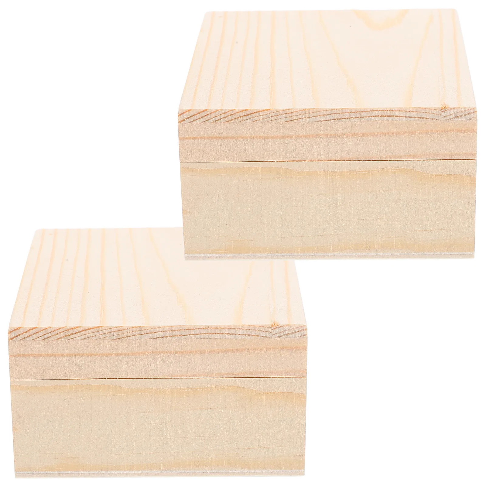 

2Pcs Mini Pine Wooden Boxes Blank Unfinished Storage Case DIY Craft Jewelry Organizer Unfinished Wood Box Wooden Box for Crafts