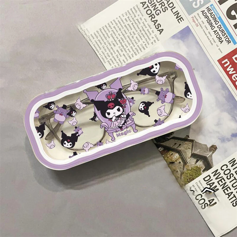 กล่องเก็บแว่นตาซานริโอ้ลายคิตตี้สุดน่ารัก อนิเมะ คาวาอี้ การ์ตูนน่ารักสำหรับสาวๆ กล่องใส่แว่นกันแดดแบบน่ารัก เป็นของขวัญ