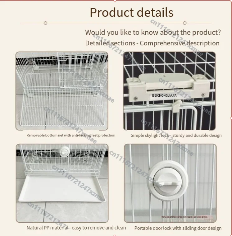 Metal Pet Cage for Small Medium Dogs Cats Rabbits Pet Shop Display Cage with Snap Fasteners & Removable Tray