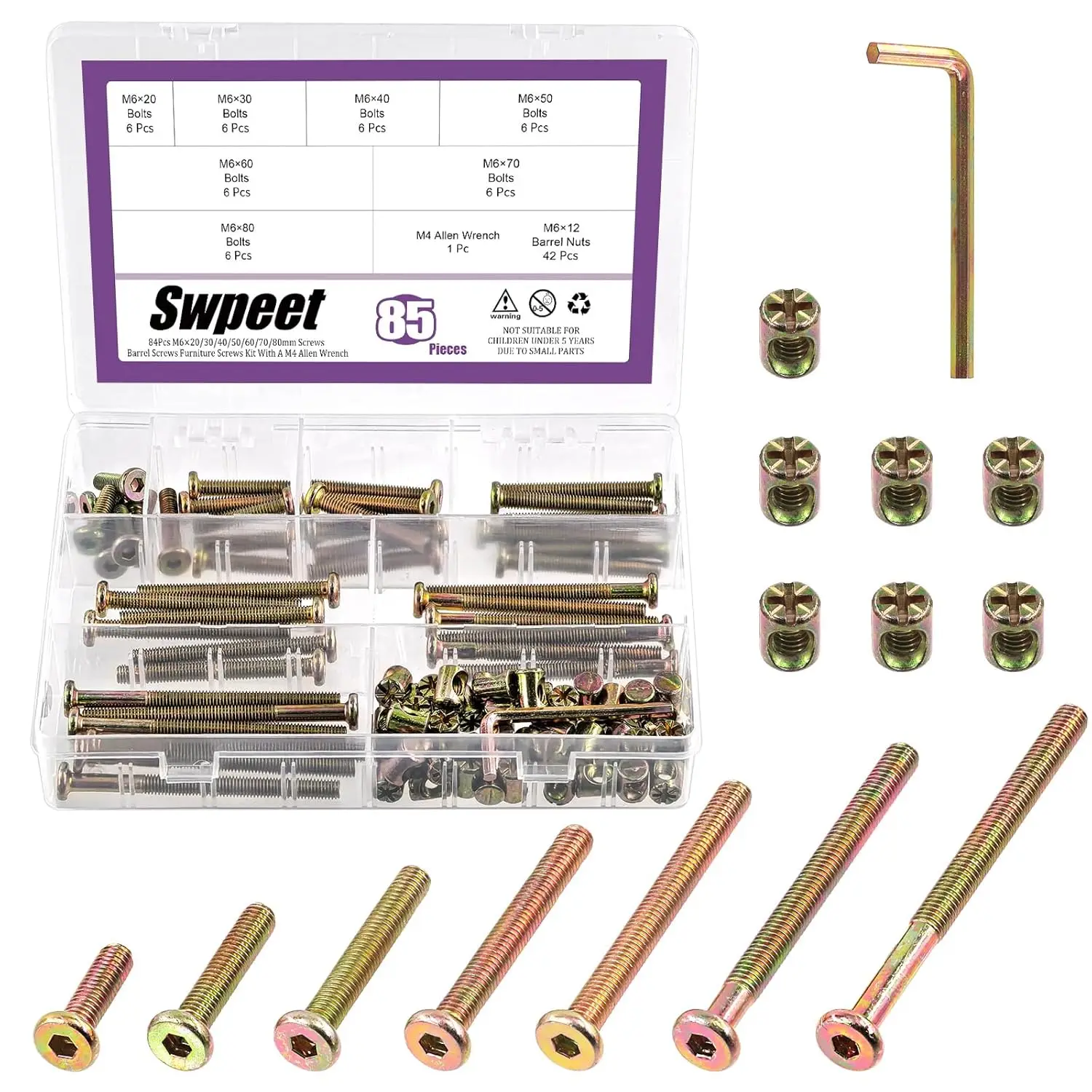 85Pcs M6 Colored Zi…