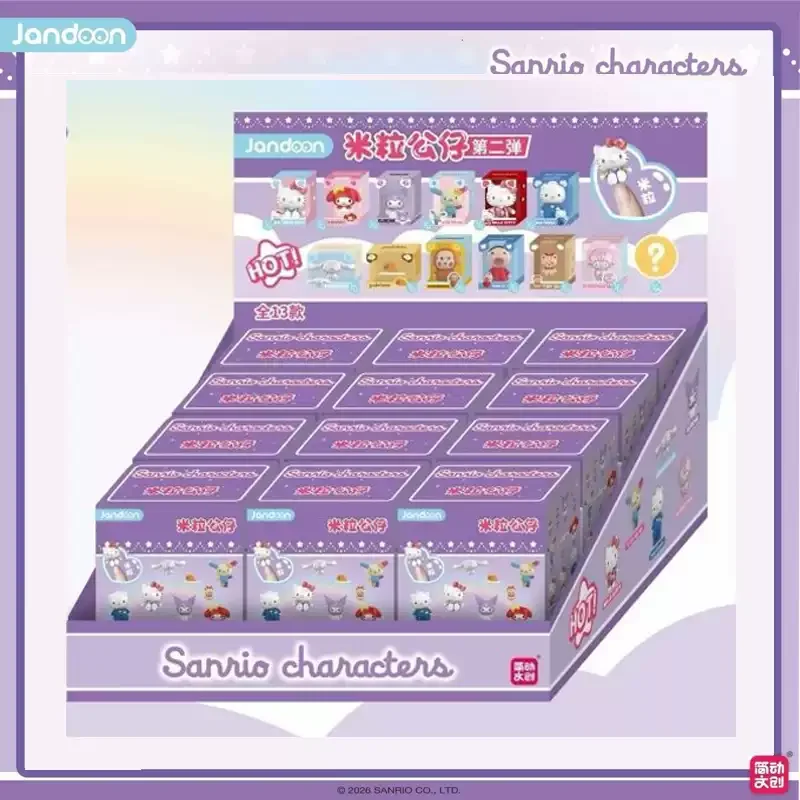 Jandoon Muñeca de Arroz con Personajes de Sanrio, Caja Sorpresa, Hello Kitty, Kuromi, My Melody, Mini Figura, Modelo Coleccionable, Regalo