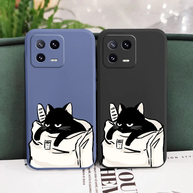 Bread Cat Phone Case For Xiaomi Mi 14 14T 13 13T 12 12X 12T 12S 11 11T Ultra 10 10T 9 9T Pro Lite Liquid Silicone Cover