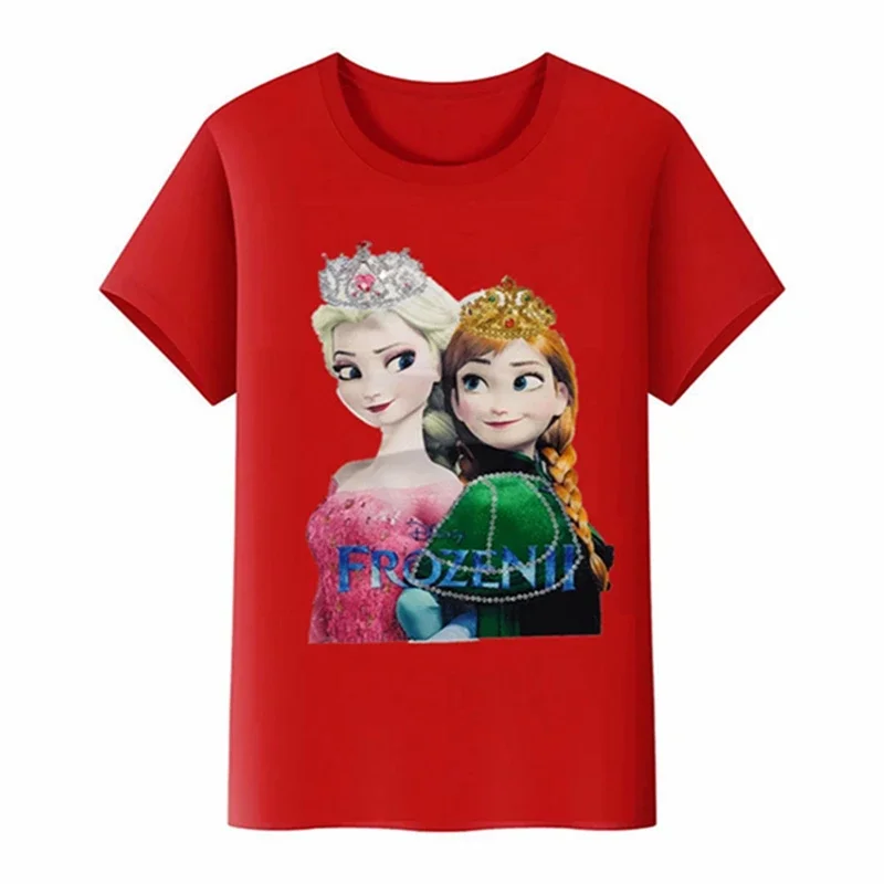 Camiseta con luz LED de Frozen para niños y niñas, camiseta de Anna y Elsa, ropa de verano, camisetas de manga corta de princesa, ropa para niños pequeños