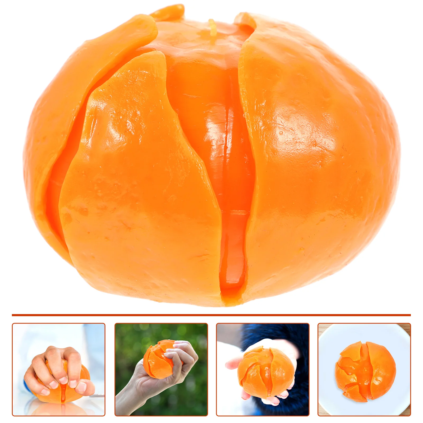 Kitchen Simulation Ornaments Fruit Squeeze Toy Cognitive Tangerine Figurine Plastic Model Shape Decompression