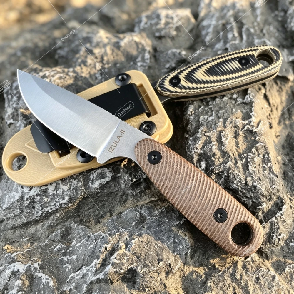 G10 Handle Rope Cutter Tool Camping Hiking Fishing Multi-functional Tool High-quality IZULA Compact Straight Knife with K Sheath