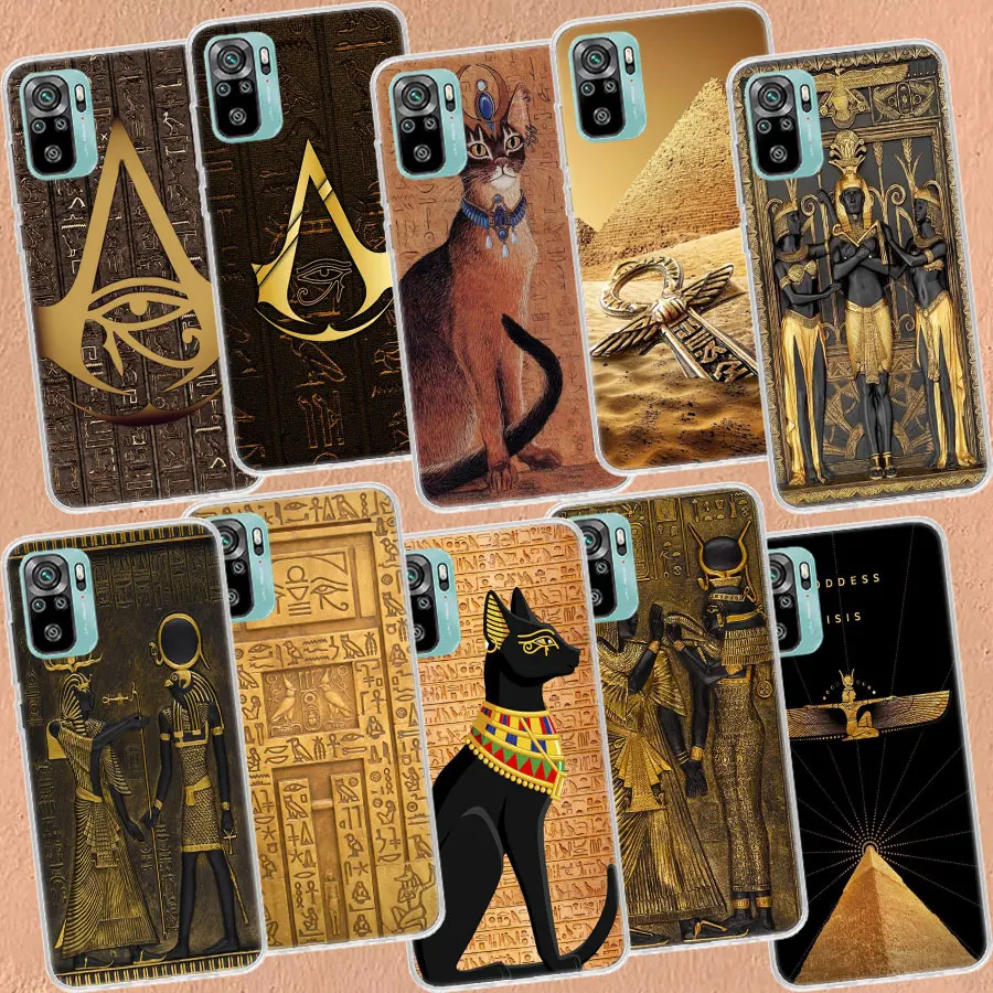 Egypt Pharaoh mural Phone Case For Xiaomi Poco X3 F6 X4 F4 GT M3 M4 M5 M5S X5 X6 Pro 5G F5 F3 F2 F1 Mi Note 10 Lite Silicon Cov