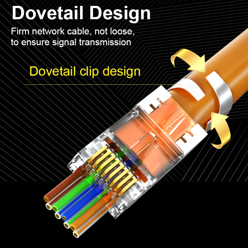 OMAY CAT7 محمية 10Gbps STP RJ45 وحدات التوصيل موصل مع شريط الحمل ، 50 أمبير مطلية بالذهب دعم 23-26AWG