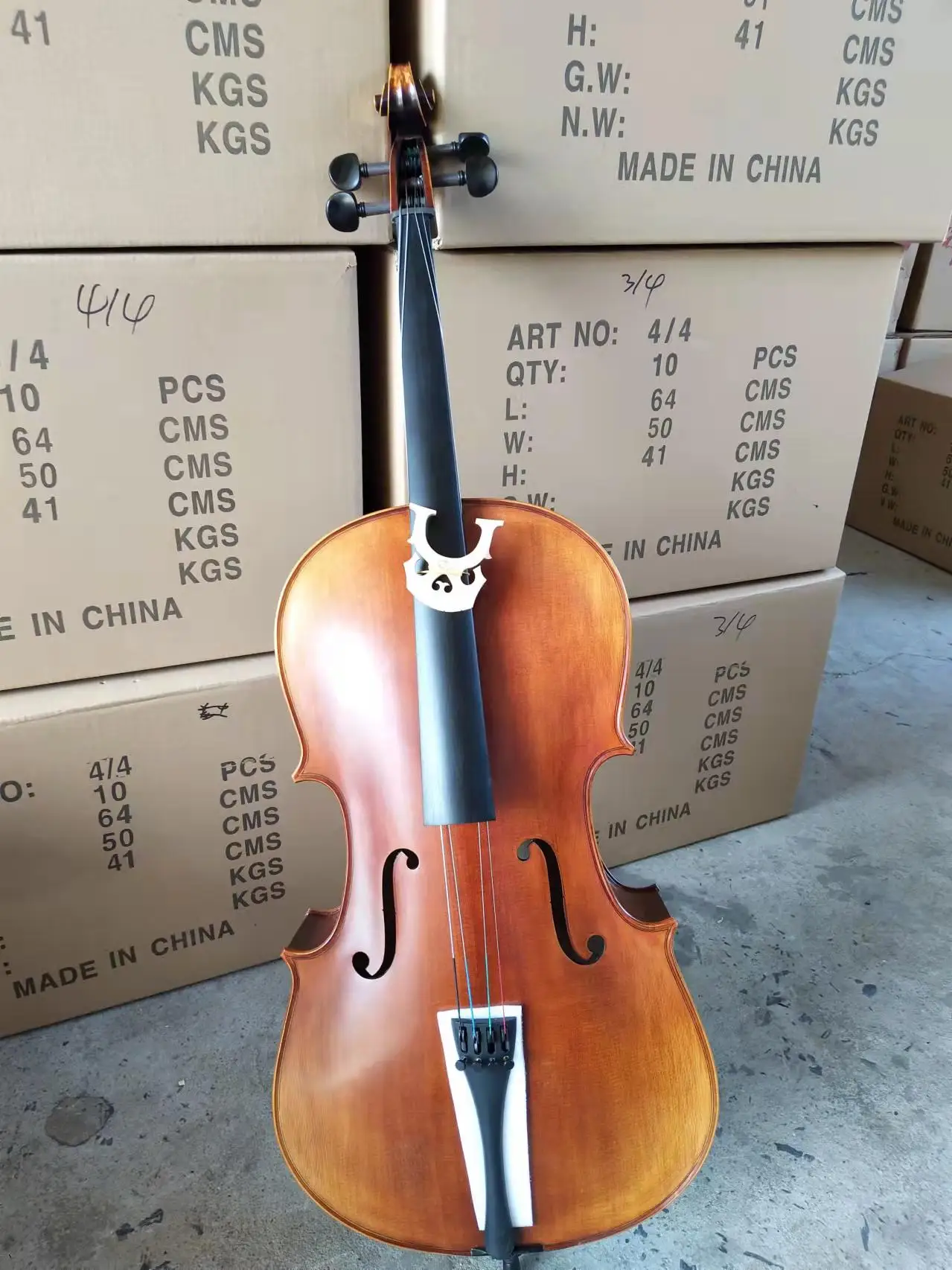 Chinese Handmade Professional High Grade Flame Maple 3/4 Cello For Sell