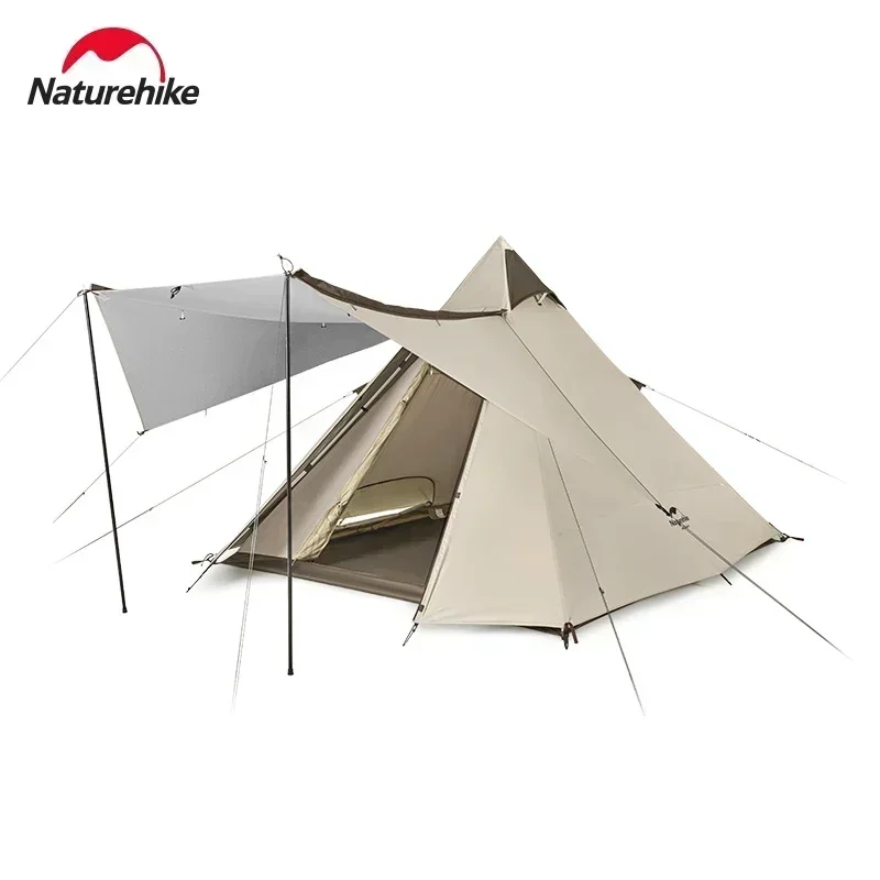 Naturehik Camping Portable 3-4 Person Four-sided Pyramid Tent Outdoor Waterproof  Large Family Breathable Hiking Tent