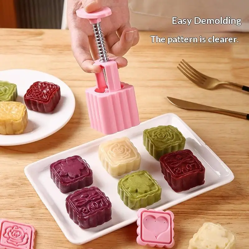 1 Set DIY Mooncake Mold Plastic Hand Press Pastry Mold Cake Model Pastry Embossing Make Kitchen Baking Tool