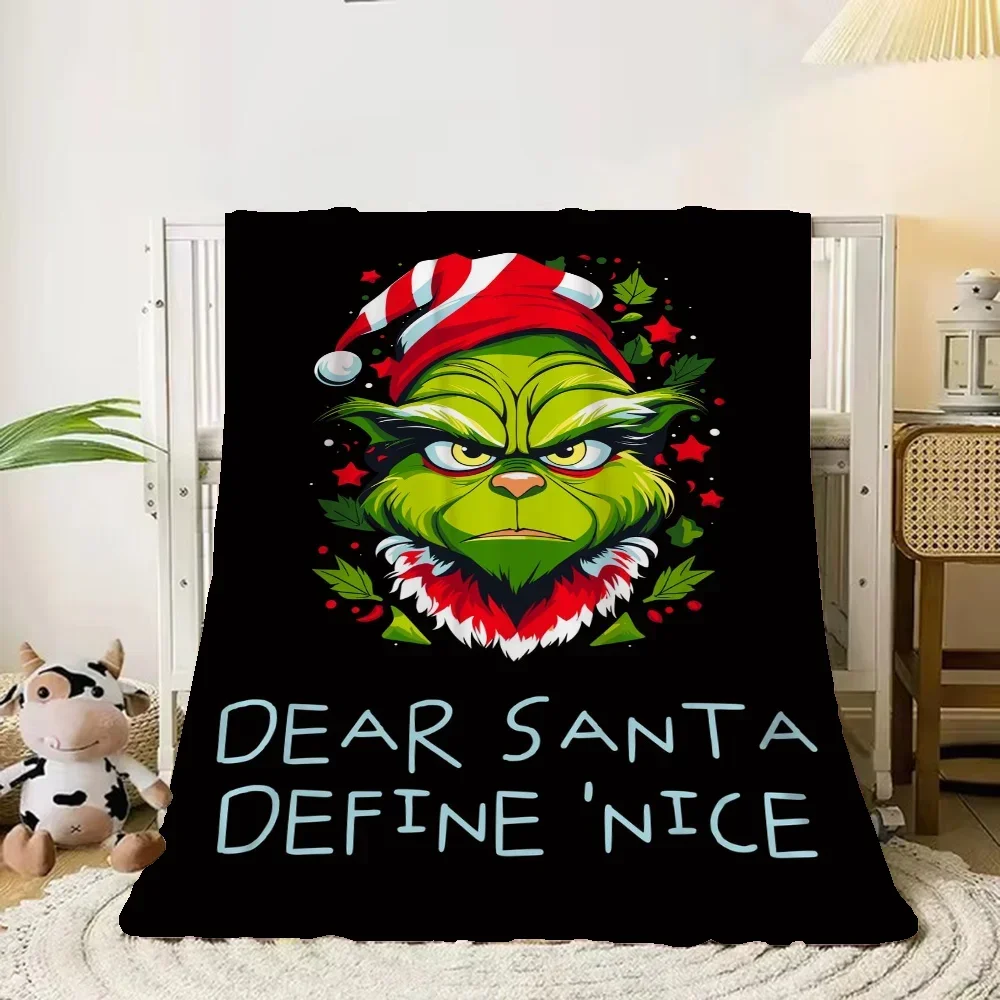 The Grinch Plush Blanket King Size Throw Blanket for Sofa Luxury Bedding Interior for Home Home and Decoration Beach Towel Knee