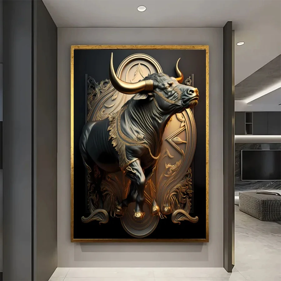 5D DIY Diamond Embroidery Metal Sculpture Animal Cattle Diamond Mosaic Rhinestone Art Painting Needlework Handicraft