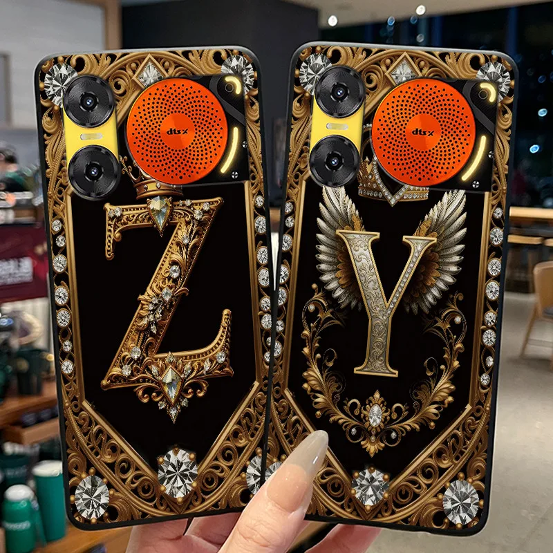 

Phone Case For ZTE Nubia Music 2 Z2460/Music Z2353 Funda Soft Black Silicone Back Cover Initial Letter Fashion Protective Casing