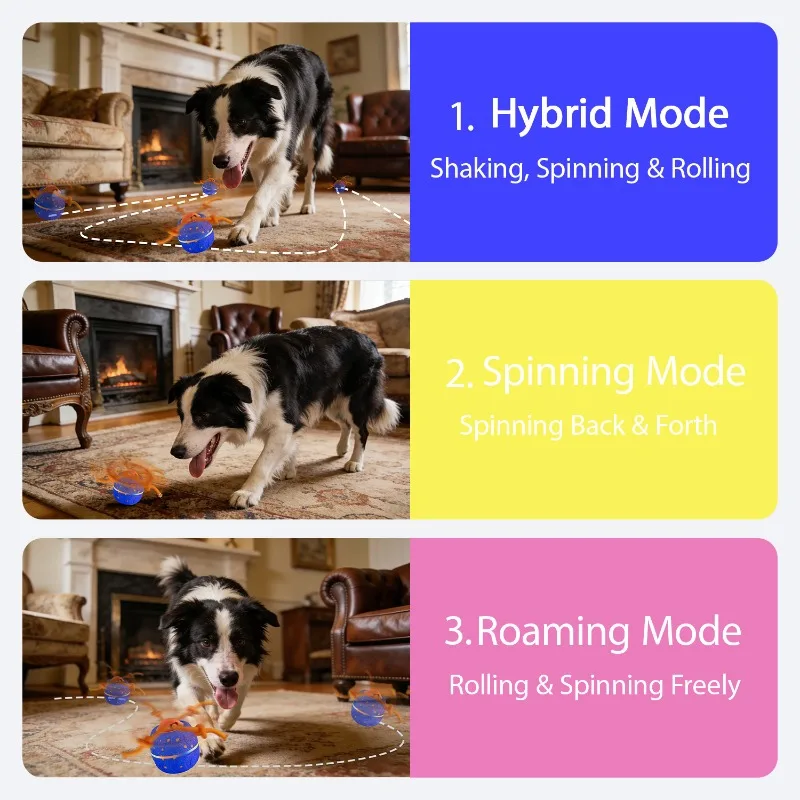 Smart Dog Toy E-TPU Chew Ball Automatic Rolling Bouncing Device Rope Tug Toy Indoor Outdoor Pet Entertainment Products