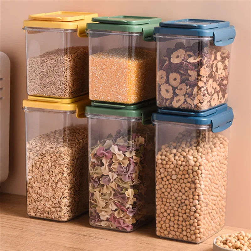 Transparent Kitchen Spice Storage Jars Home Cereals Rice Dispenser Organizer Candy Condiment Food Container Box Hermetic Pots