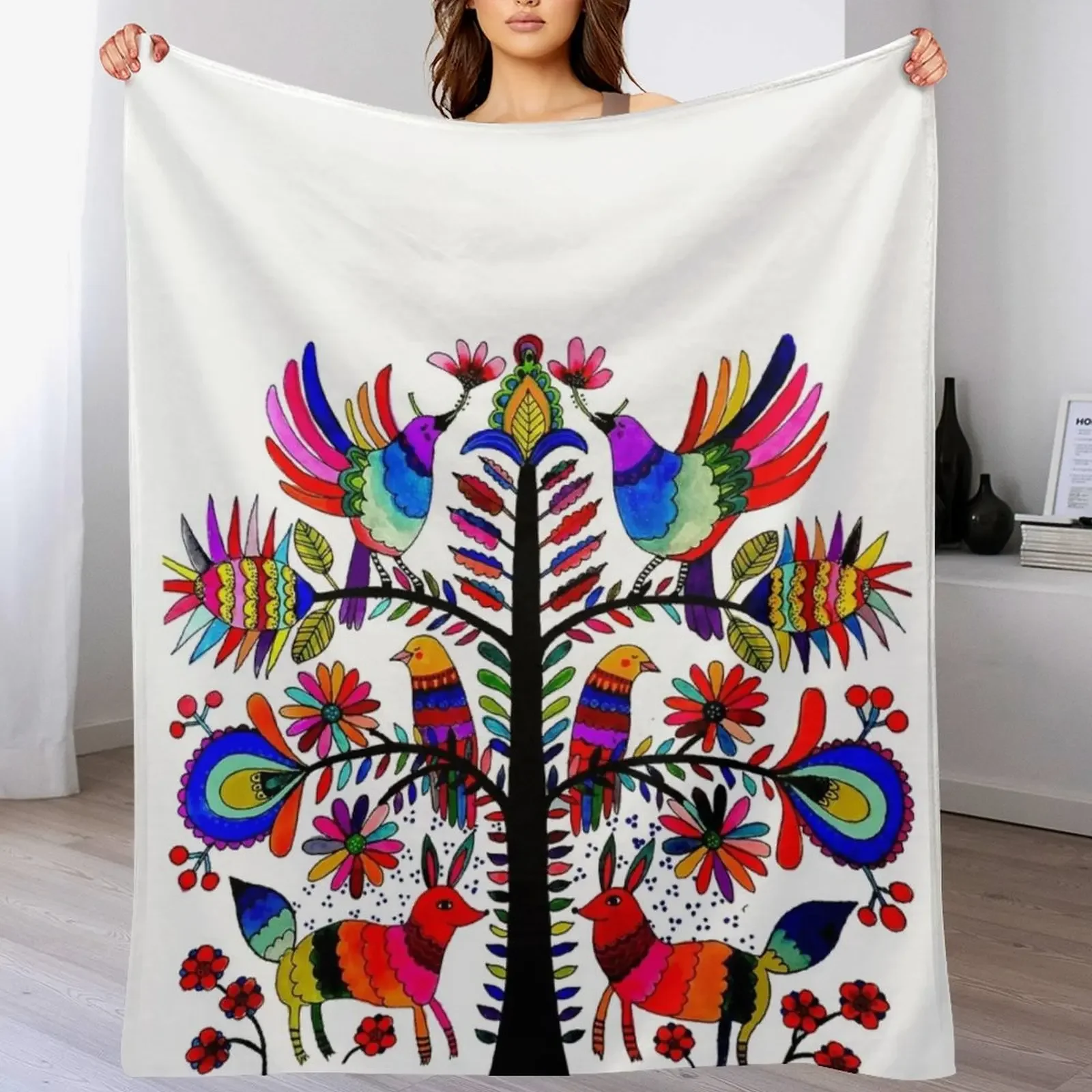 

Vibrant Otomi Art Throw Blanket For Sofa Thin Beautifuls Polar Blankets